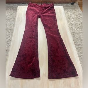 Womens Faux velvet flaired pants